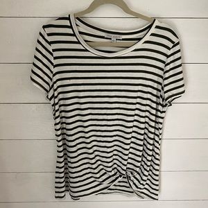 White shirt with hunter green stripes